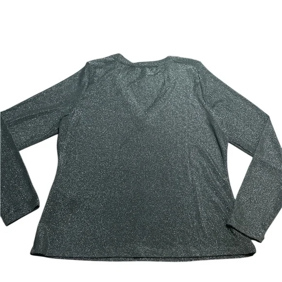 White House Black Market Black Long Sleeve Sparkle Knit Top - Picture 4 of 8